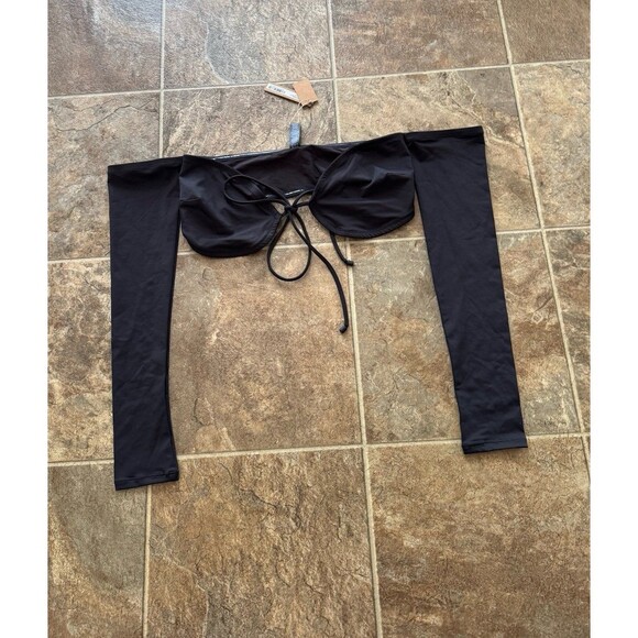 Skims Recycled Swim Long Sleeved Bikini Top Onyx Size Medium - Picture 5 of 9